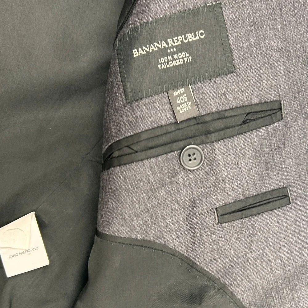 Banana Republic Basic Tailored 100% Wool Blazer 40S Dark Charcoal Corporate
